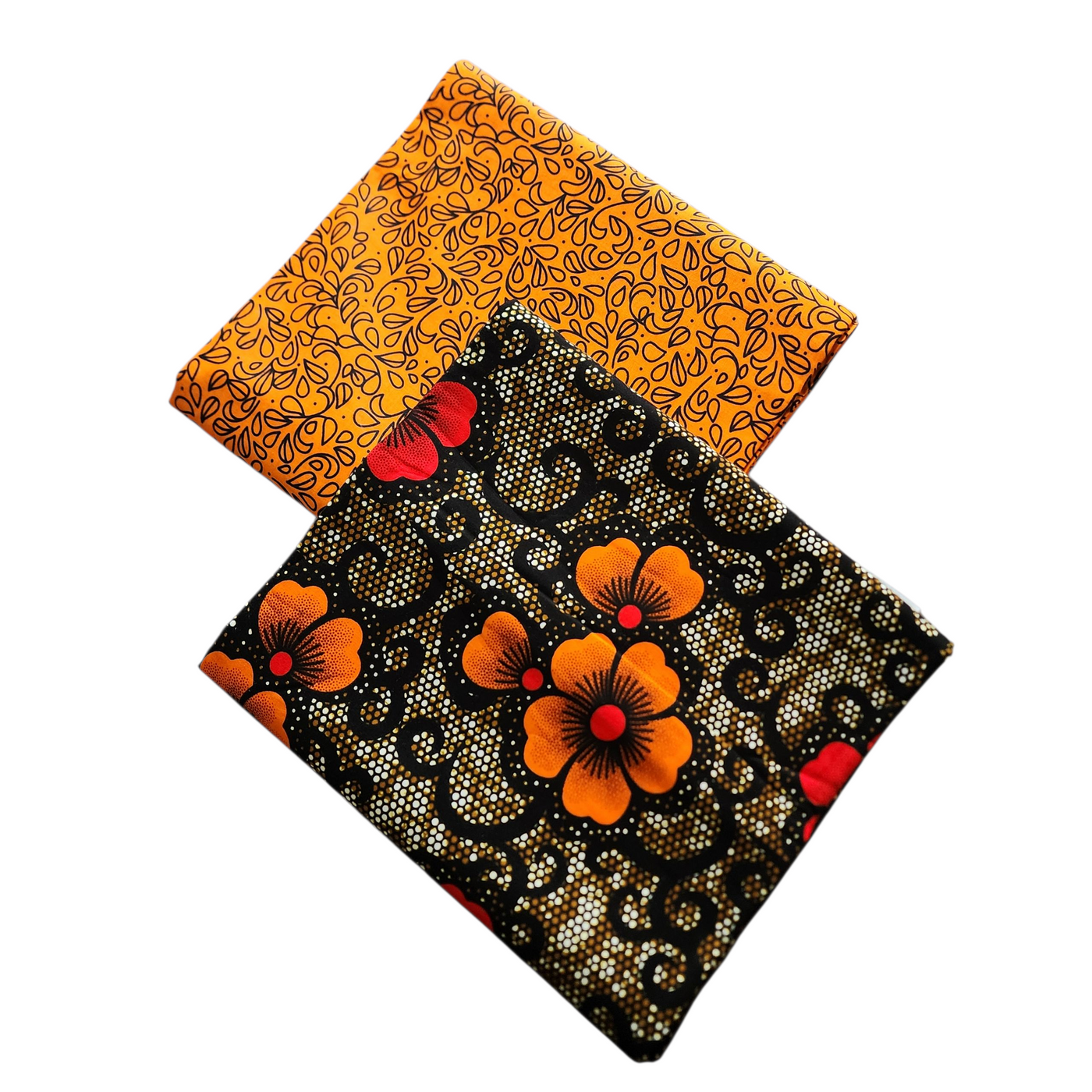 Mix and Match African Print Fabric, Ankara Fabric, 100% Cotton Fabric, Wax Print Fabric, Orange and Black Fabric