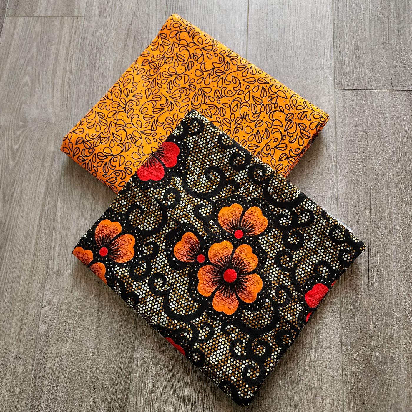 Mix and Match African Print Fabric, Ankara Fabric, 100% Cotton Fabric, Wax Print Fabric, Orange and Black Fabric