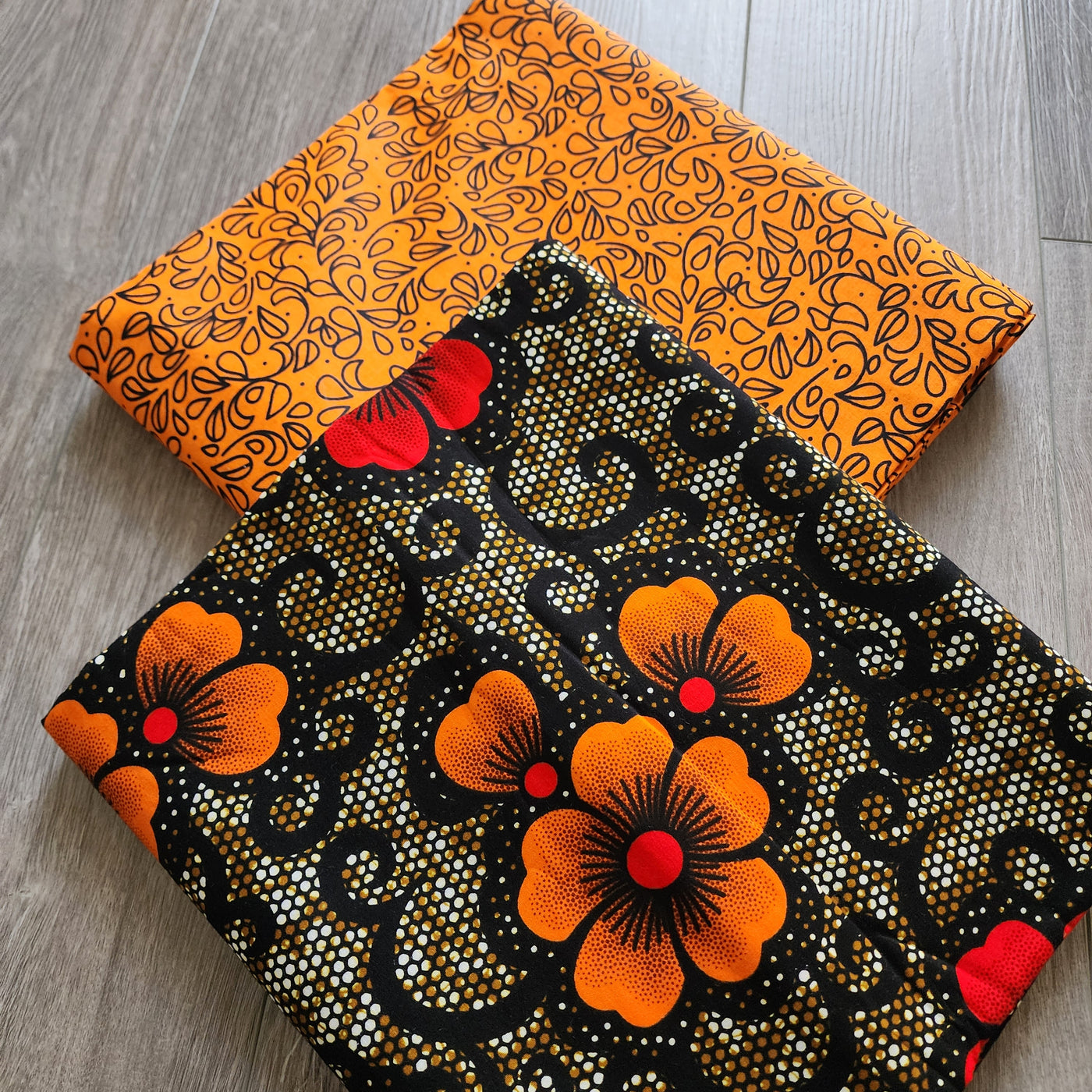 Mix and Match African Print Fabric, Ankara Fabric, 100% Cotton Fabric, Wax Print Fabric, Orange and Black Fabric