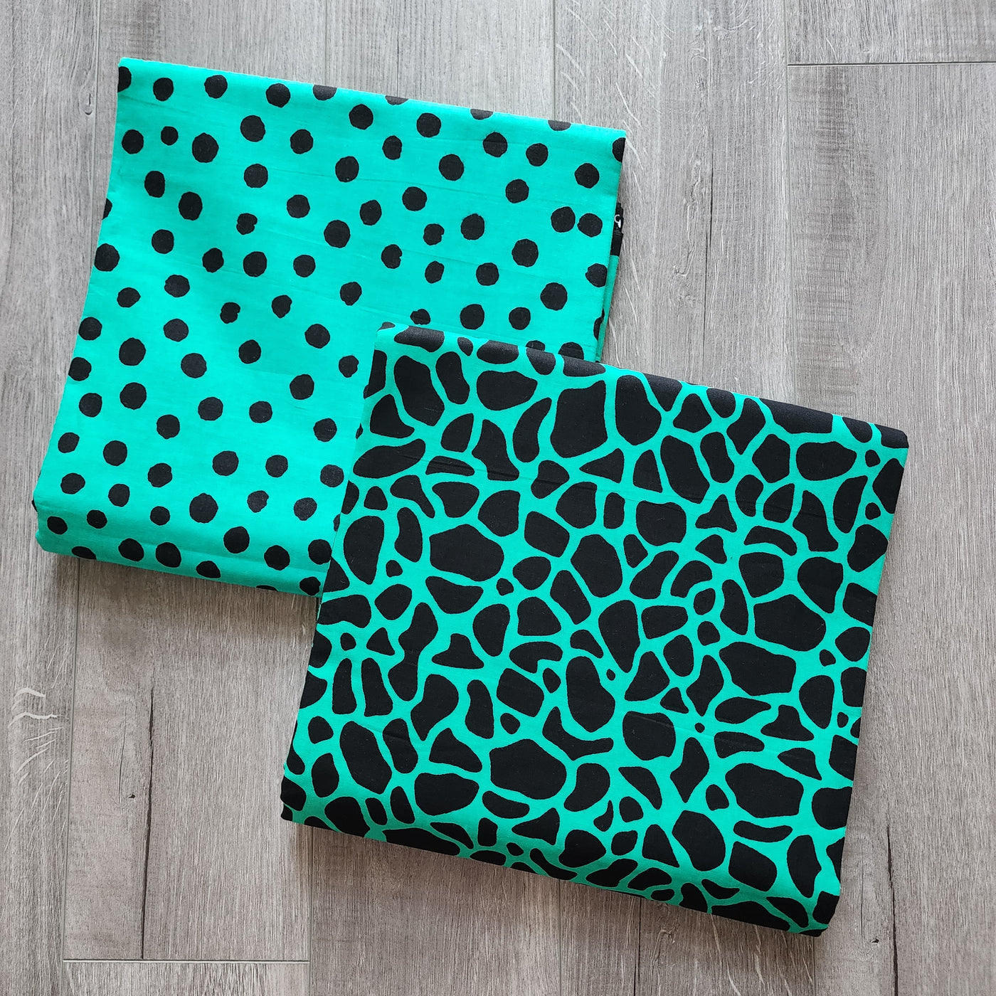 Mix and Match African Print Fabric, Ankara Fabric, 100% Cotton Fabric, Wax Print Fabric, Teal and Black Ankara Fabric