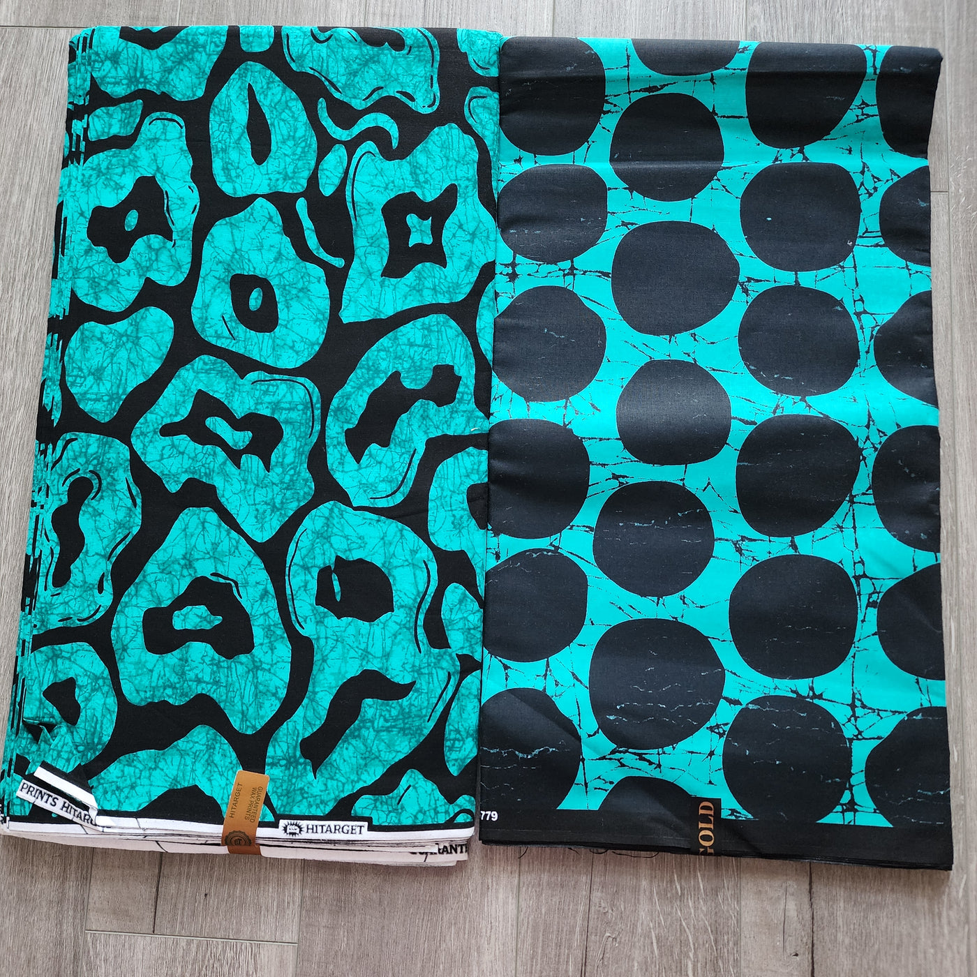 Mix and Match African Print Fabric, Ankara Fabric, 100% Cotton Fabric, Wax Print Fabric, Teal and Black Ankara Fabric