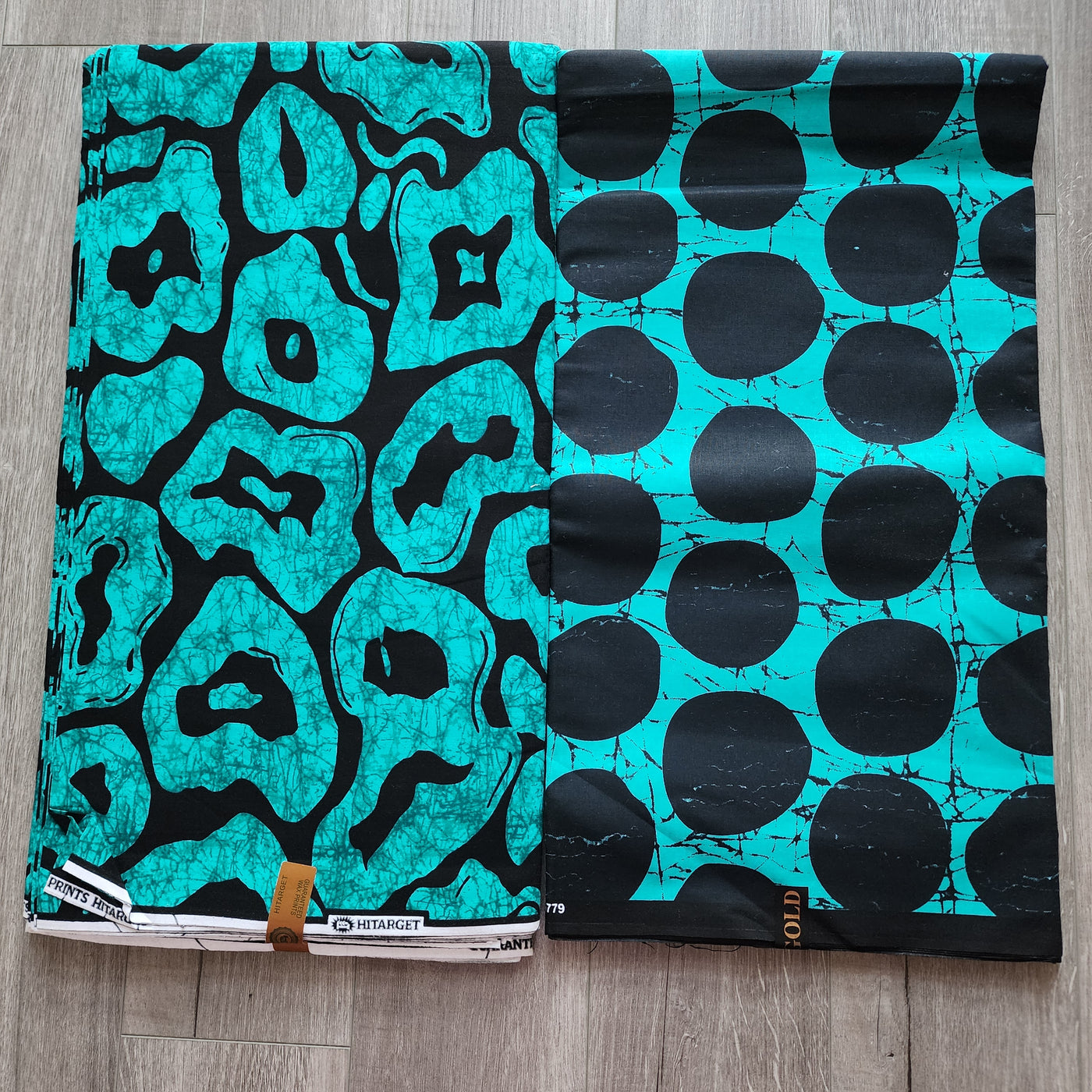 Mix and Match African Print Fabric, Ankara Fabric, 100% Cotton Fabric, Wax Print Fabric, Teal and Black Ankara Fabric