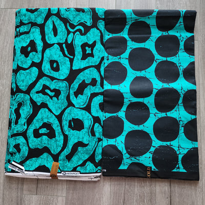 Mix and Match African Print Fabric, Ankara Fabric, 100% Cotton Fabric, Wax Print Fabric, Teal and Black Ankara Fabric