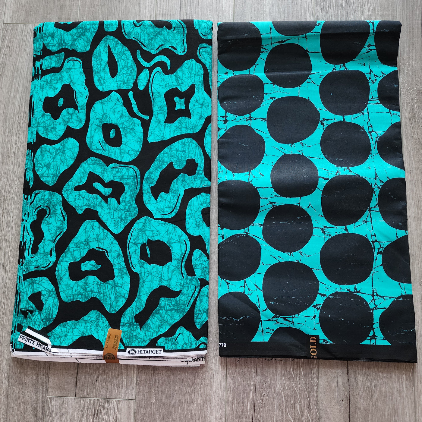 Mix and Match African Print Fabric, Ankara Fabric, 100% Cotton Fabric, Wax Print Fabric, Teal and Black Ankara Fabric