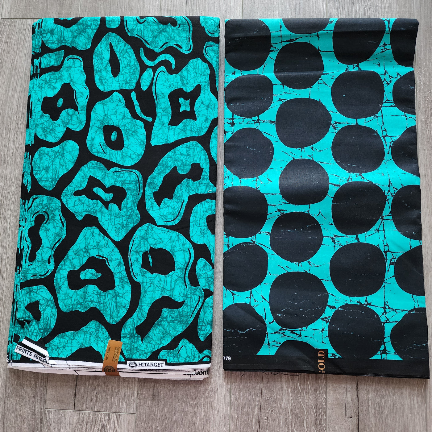 Mix and Match African Print Fabric, Ankara Fabric, 100% Cotton Fabric, Wax Print Fabric, Teal and Black Ankara Fabric