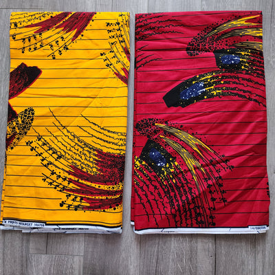 Mix and Match African Print Fabric, Ankara Fabric, 100% Cotton Fabric, Wax Print Fabric, Red, Yellow and Black Ankara Fabric