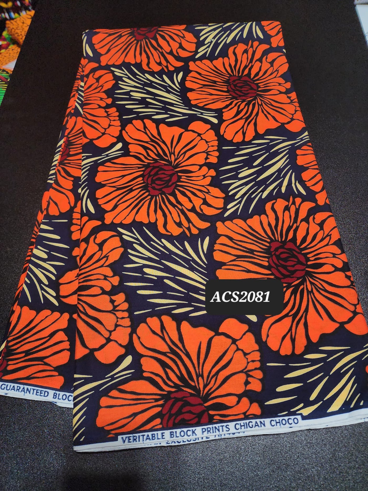 Black and Orange Ankara Print Fabric ACS2081