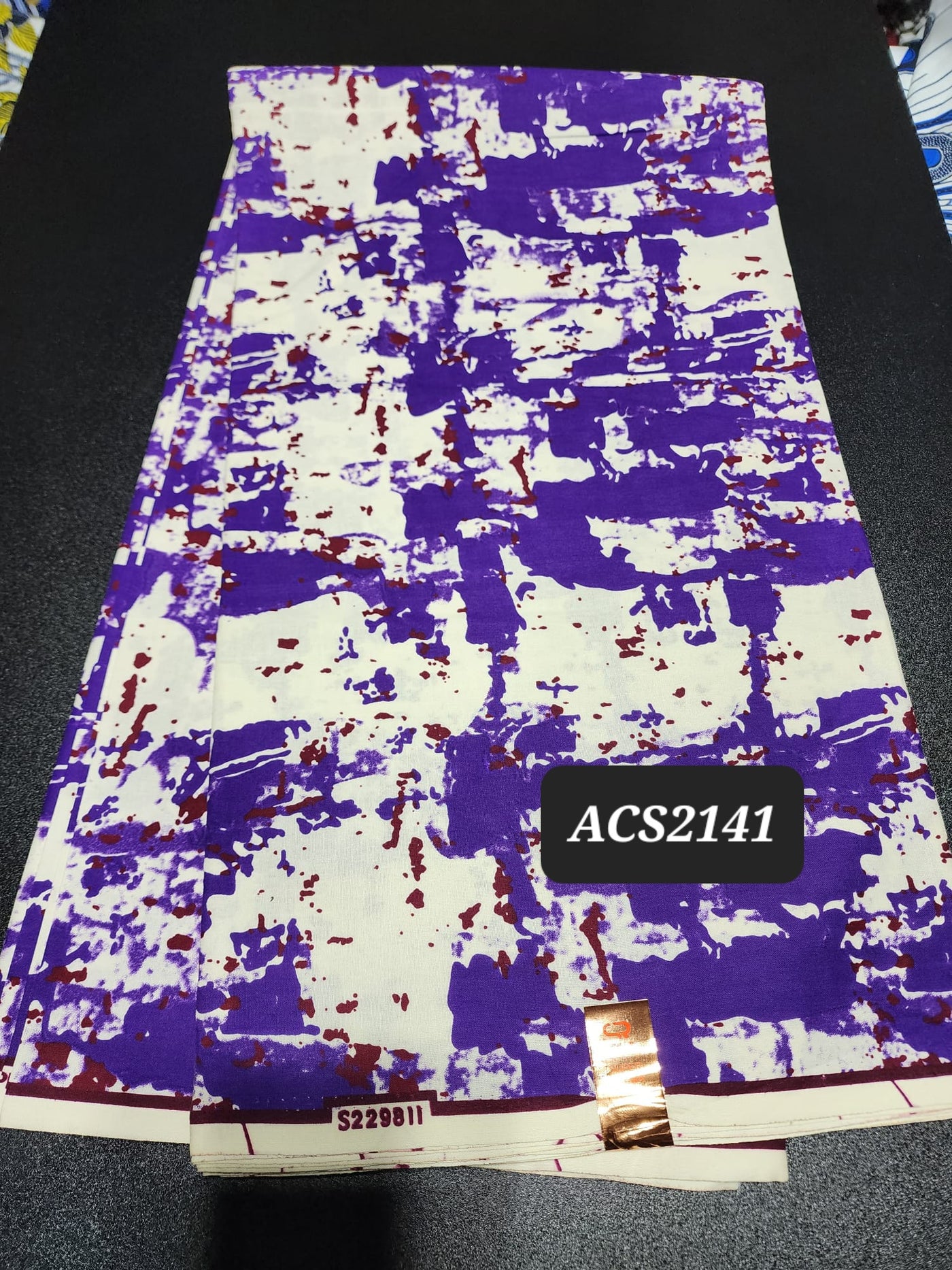White and Purple Ankara Print Fabric, ACS2141