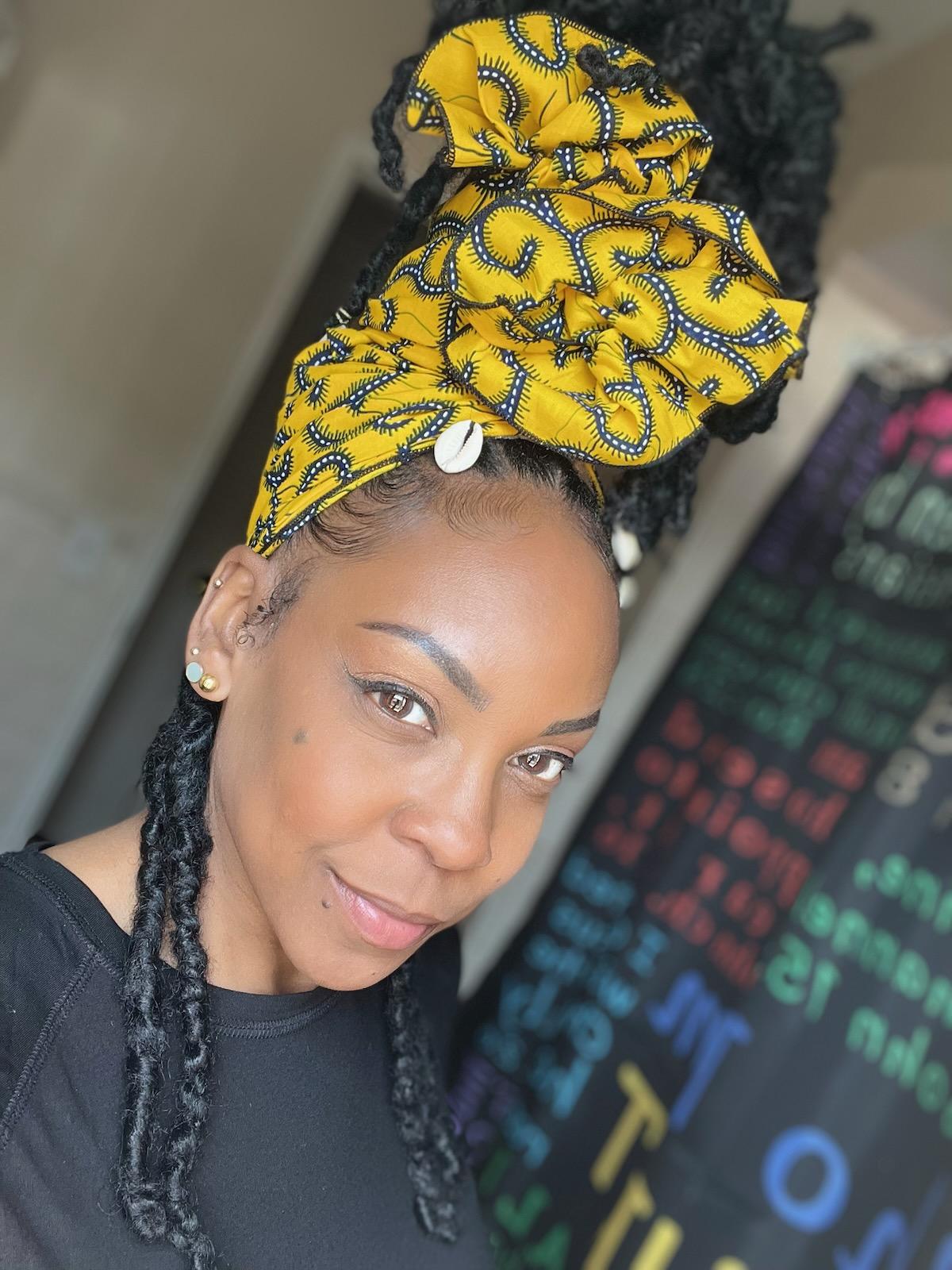 Yellow and Black Ankara Headwrap