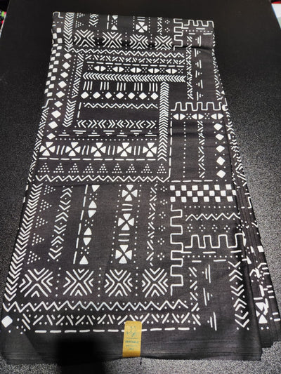 Black and White Tribal African Ankara Print Fabric