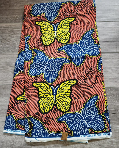 Orange and BlueMulticolor African Print Fabric, Ankara Fabric