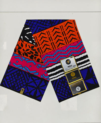 Multicolor Tribal African Print Fabric, Brown Ankara Fabric, 100% Cotton Fabric AF394