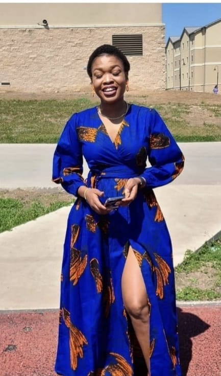 Royal Blue and Orange African Print Fabric, Ankara Fabric AF403