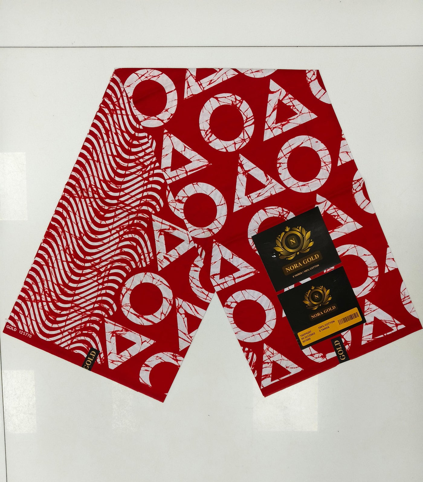 Red and White Triangles/Circles Ankara Fabric, 100% Cotton Fabric AF451