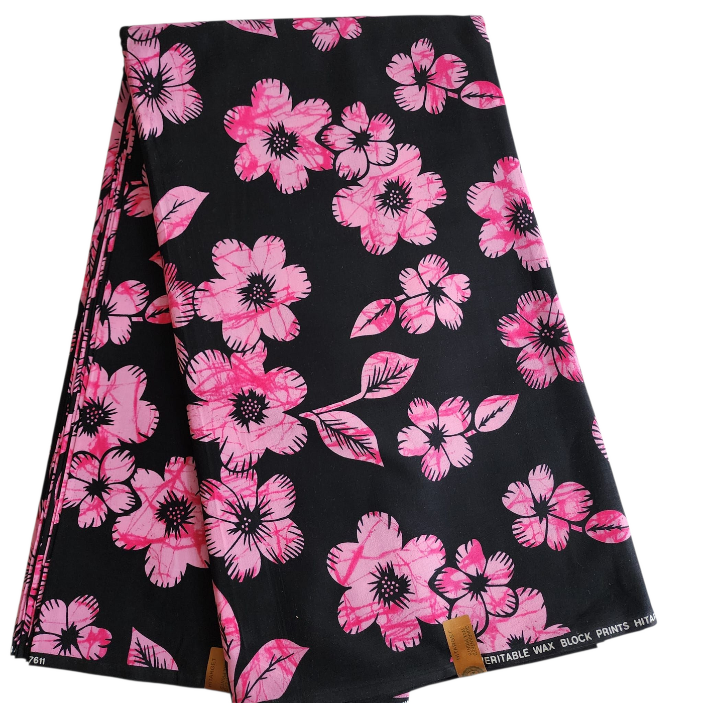 Black and Pink Floral Ankara Fabric, 100% Cotton Fabric
