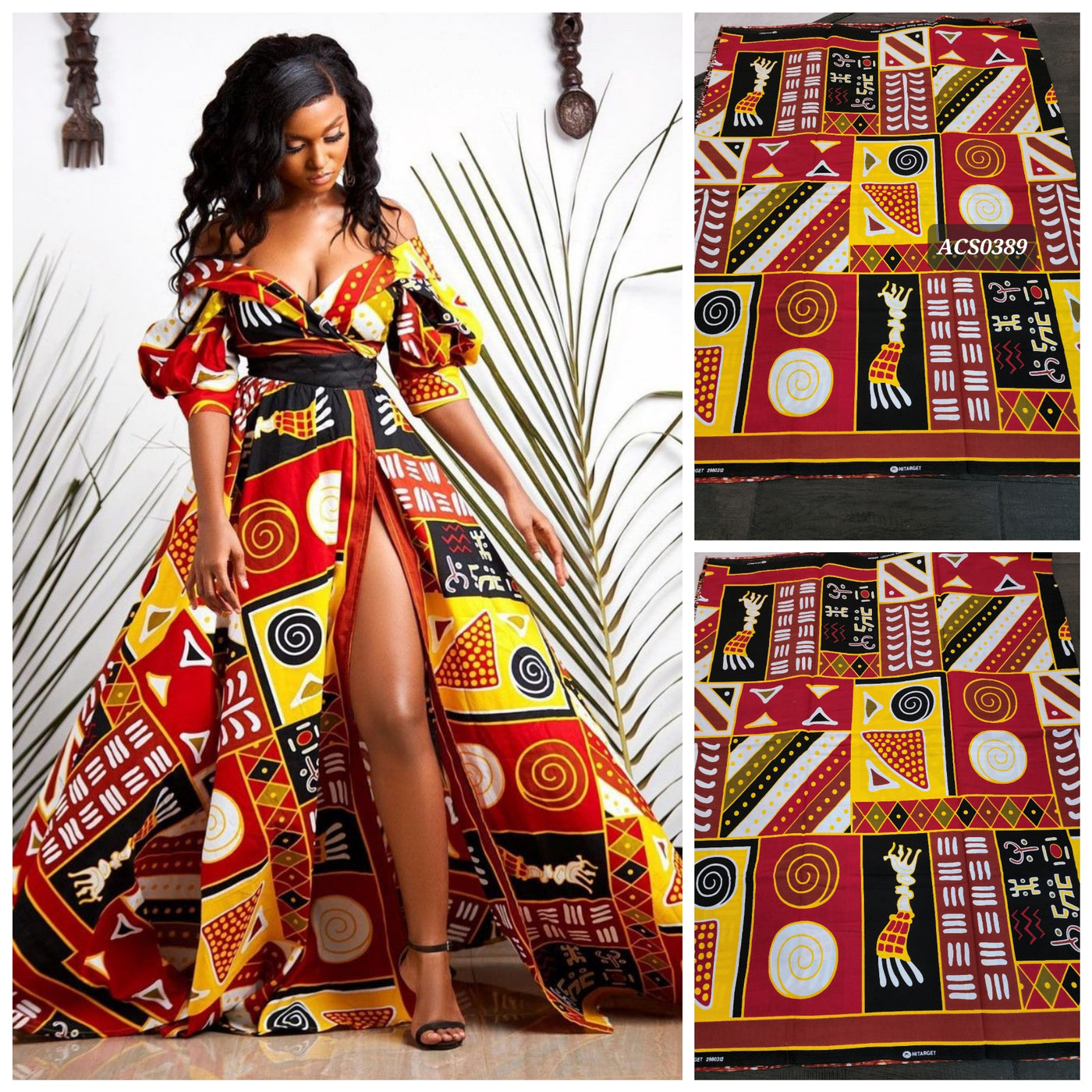 Black and Red Tribal Ankara Fabric, ACS0389