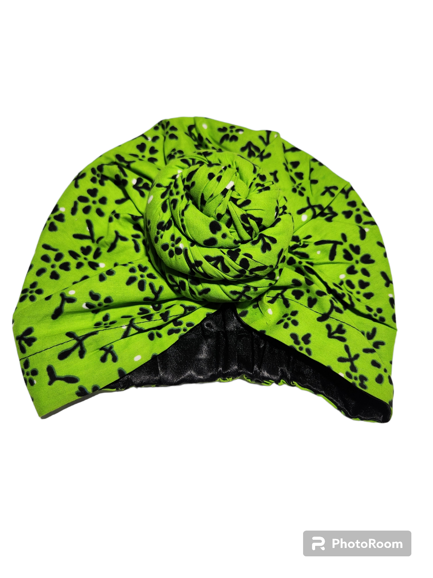 Green and Black Pre-tied Headwrap