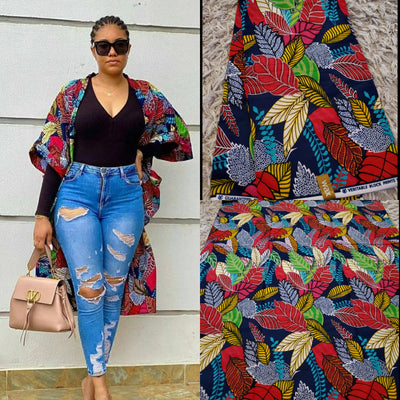 Navy and Red Multicolor African Ankara Print Fabric