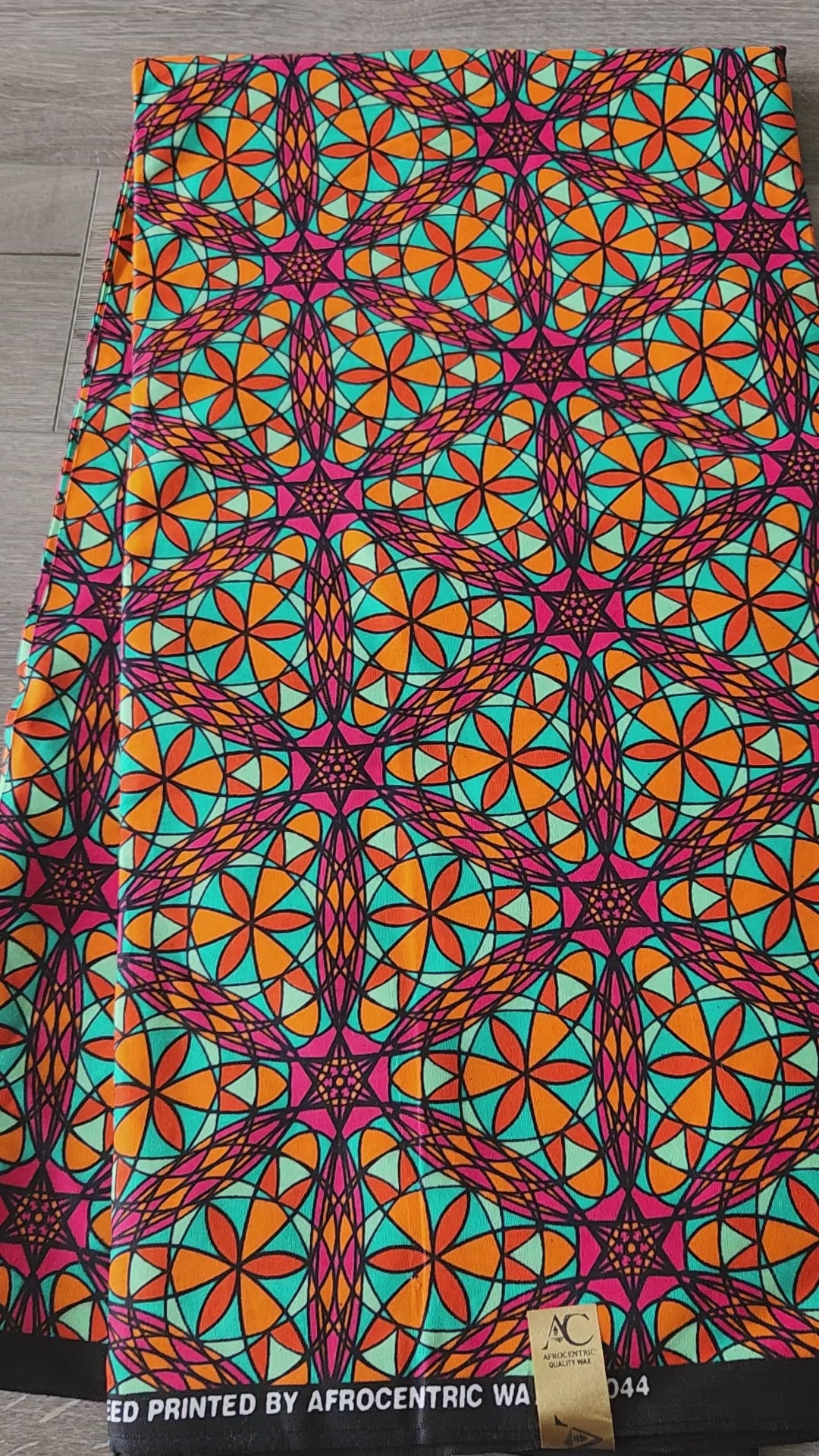 Orange and Teal Multicolor African Print Fabric, Ankara Fabric, AF71