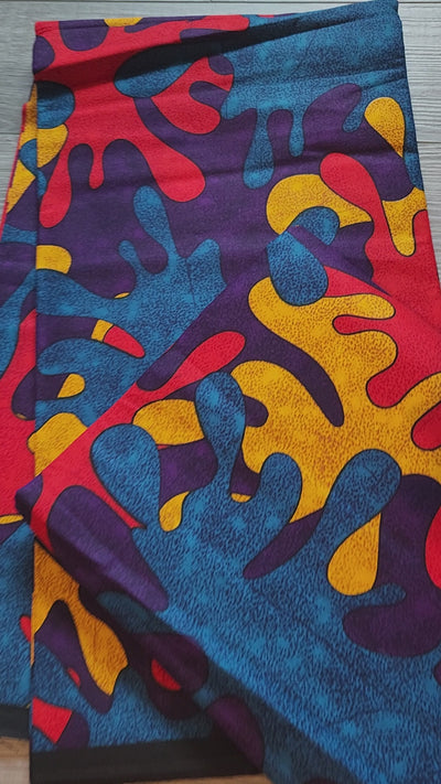 Blue and Orange African Print Fabric, Ankara Fabric, AF80