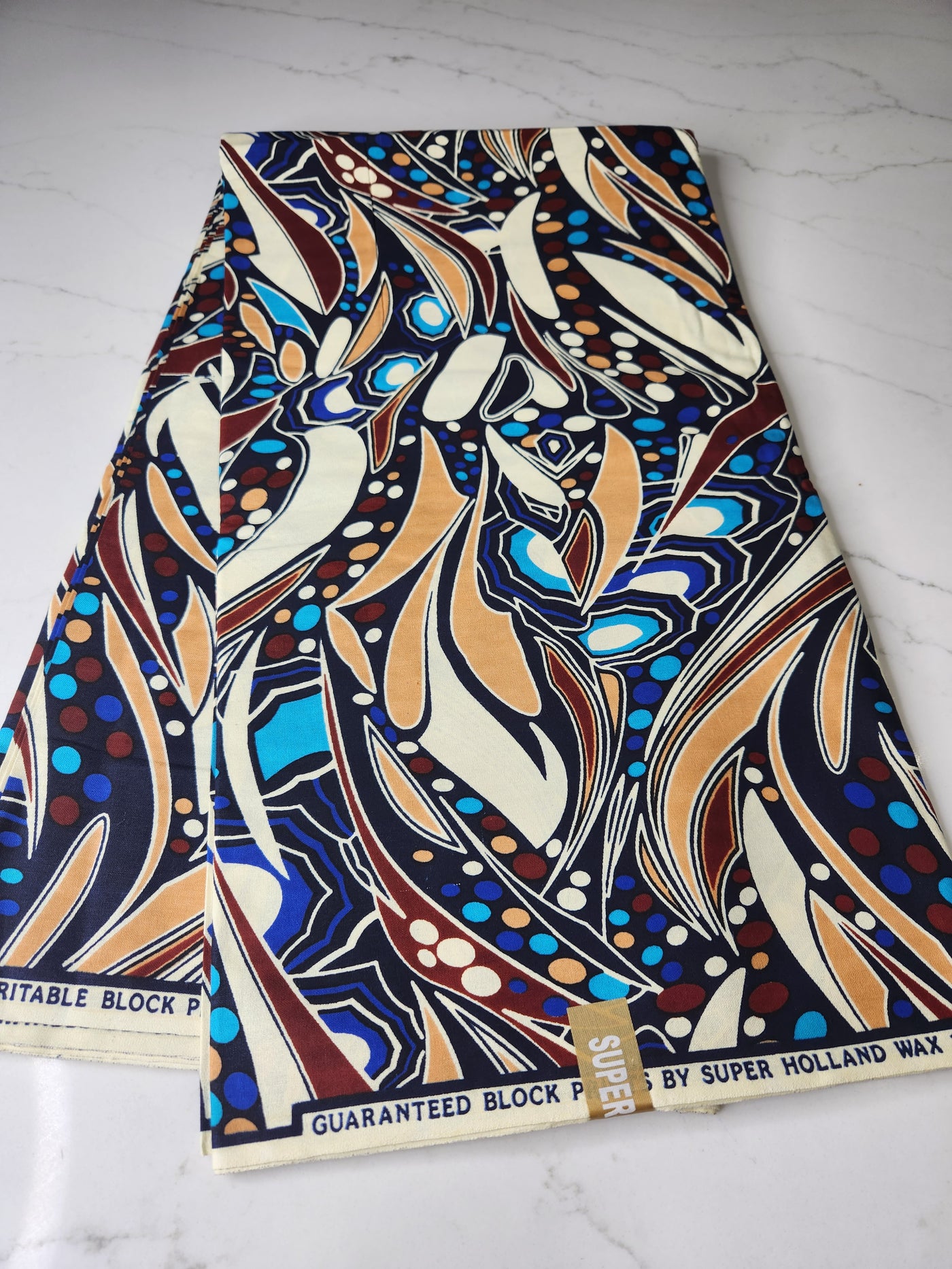 Beige and Brown Ankara Print Fabric