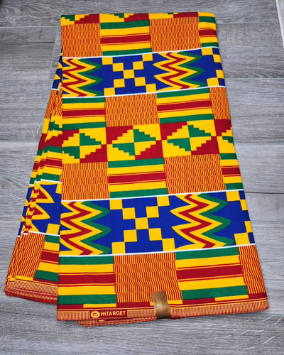 Yellow Kente African Print Fabric, Ankara Fabric AF31