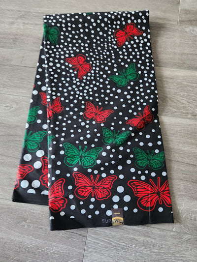 Black and Red Butterfly African Ankara Print Fabric