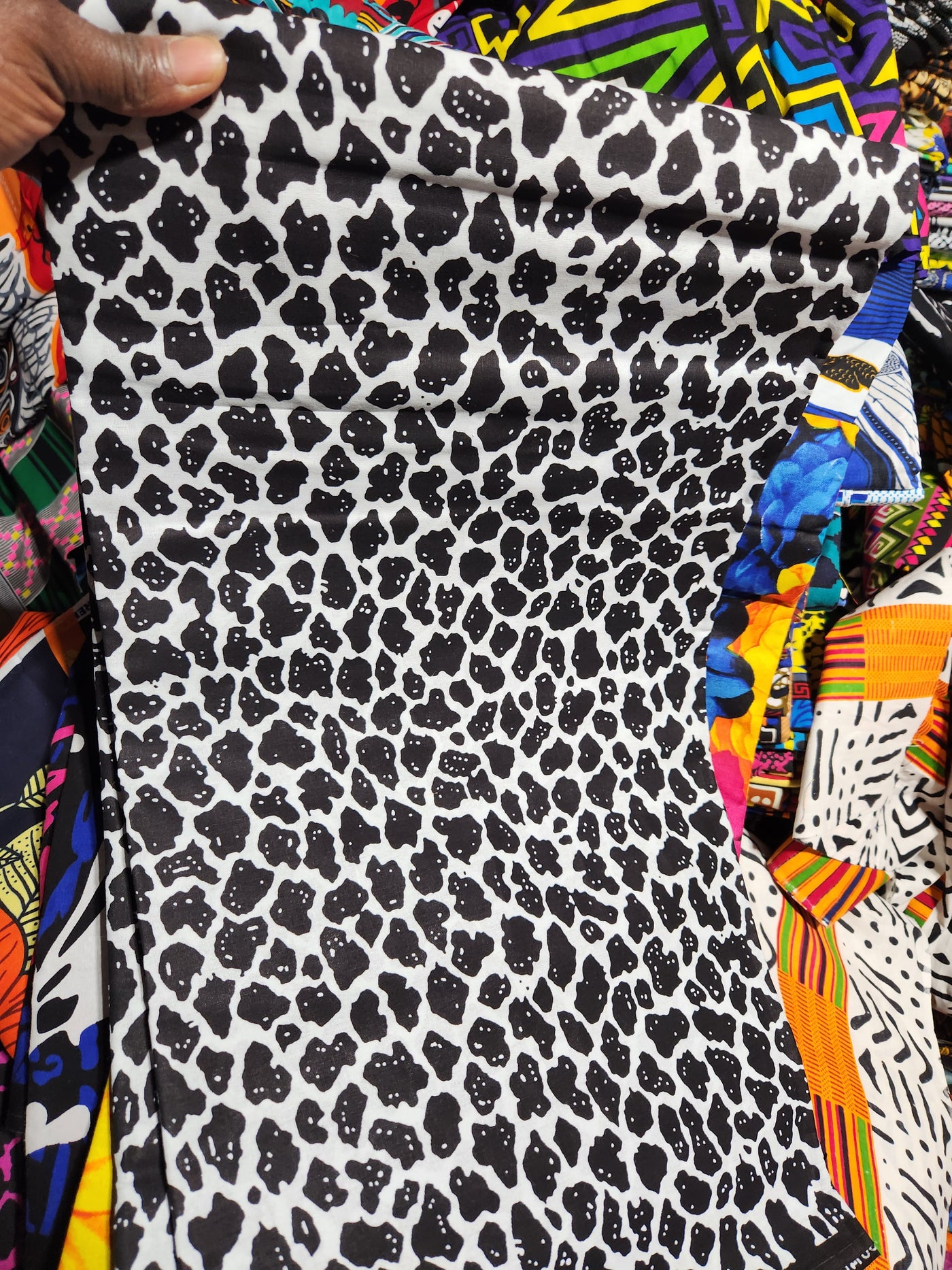 White and Black African Print Fabric, Ankara Fabric, AF111