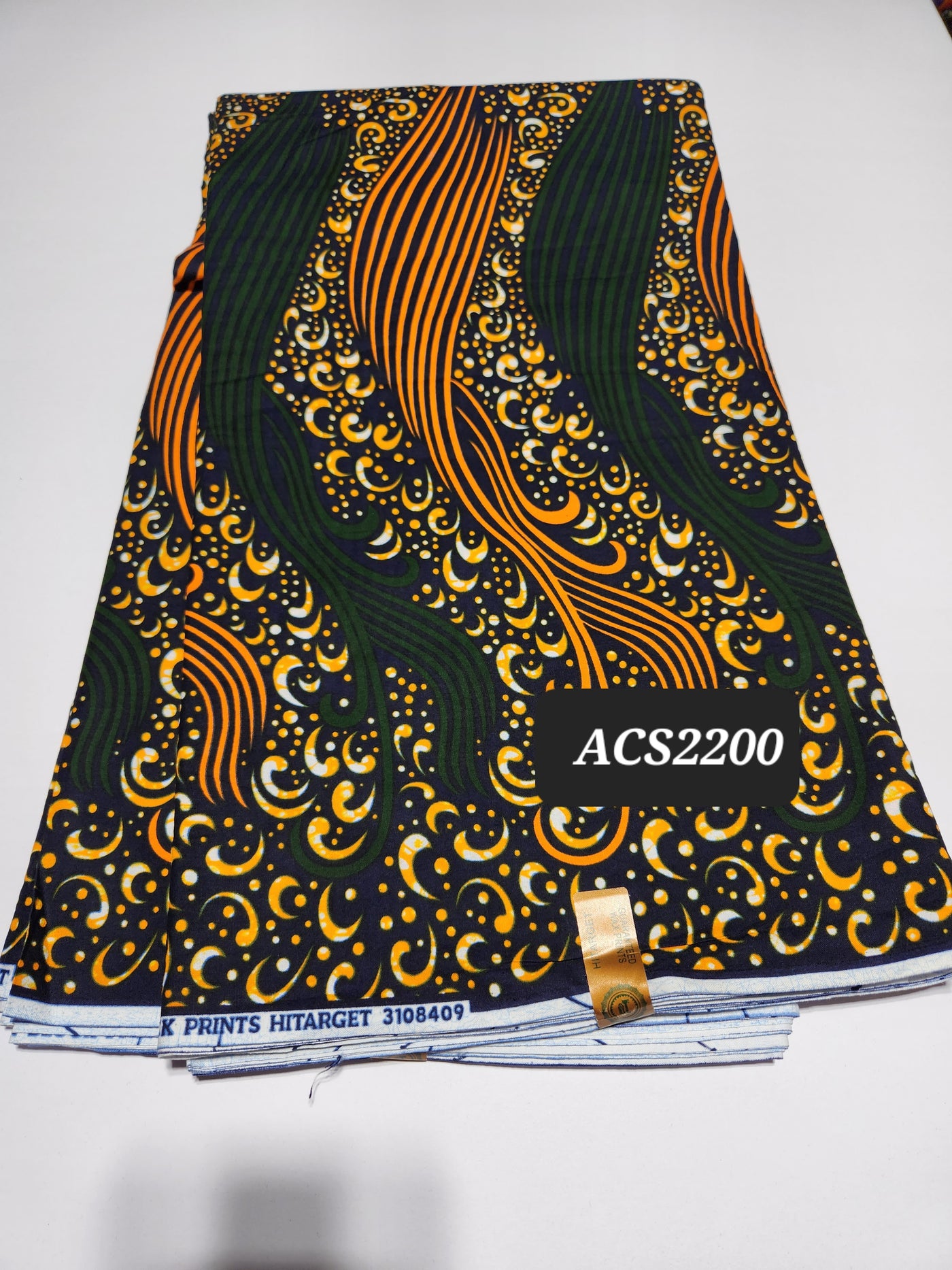 Orange and Green Ankara Print Fabric ACS2200