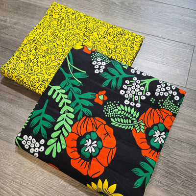 Black, Green and Yellow Mix and Match African Print Fabric, Ankara Fabric, 100% Cotton Fabric