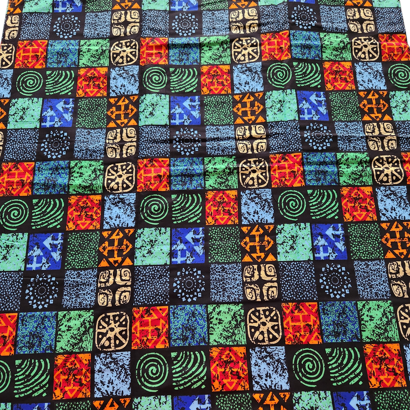 Black, Green and Orange African Print Fabric, Ankara Fabric, AF285