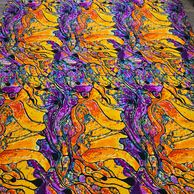 Orange and Purple Ankara Print Fabric, AF151