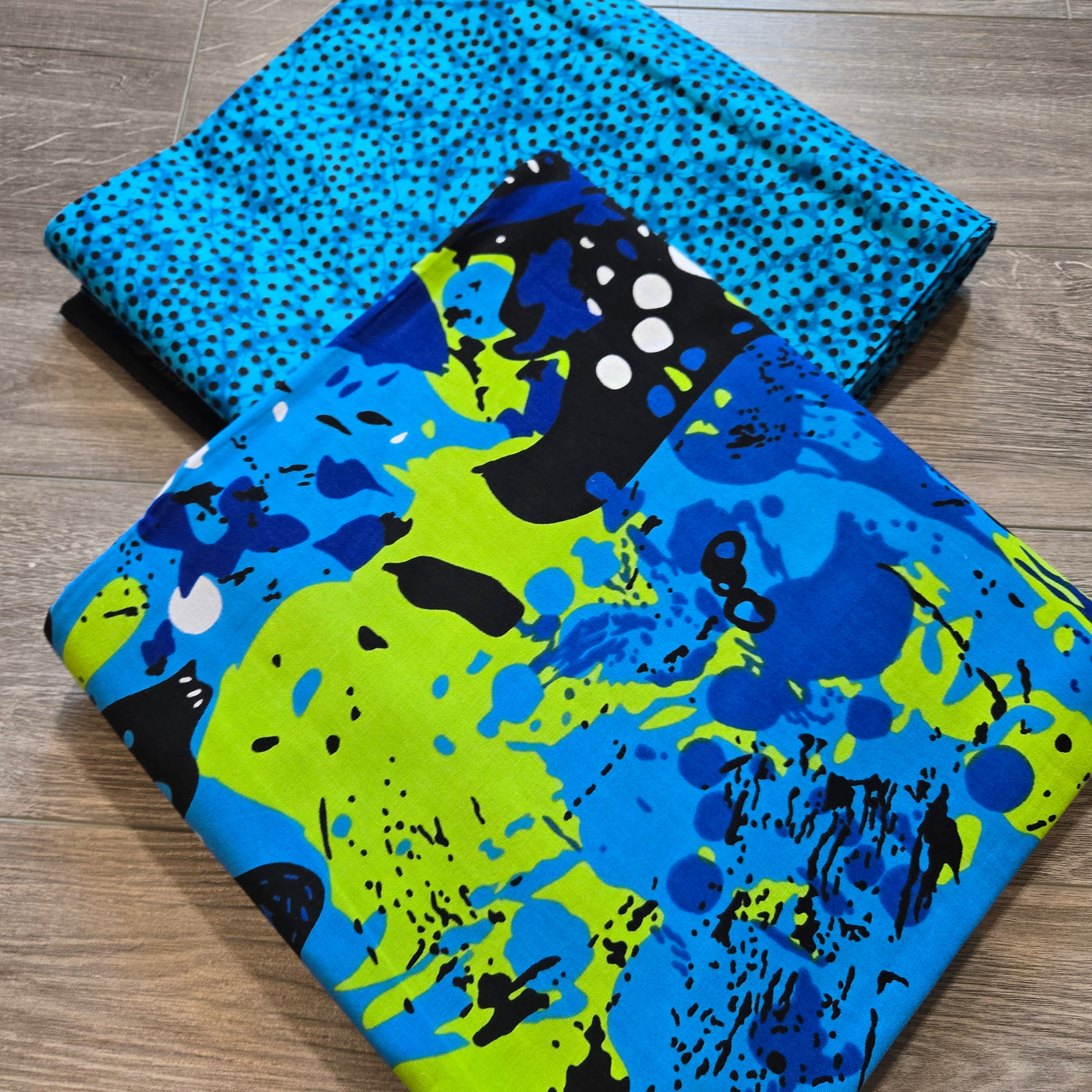 Blue and Black Mix and Match African Print Fabric, Ankara Fabric, 100% Cotton Fabric