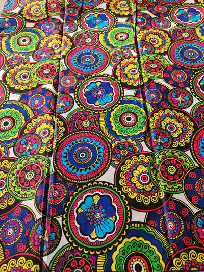 White and Blue Multicolor African Print Fabric, Ankara Fabric, AF215