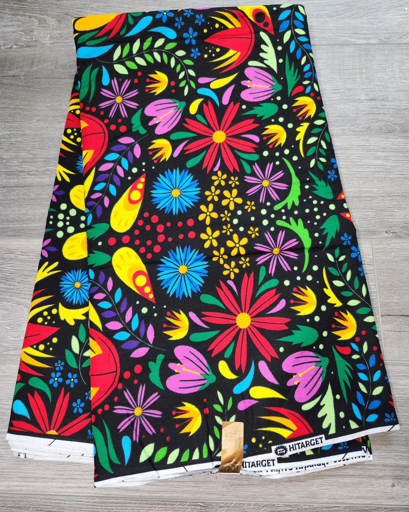 Black Multicolor African Print Fabric, Ankara Fabric