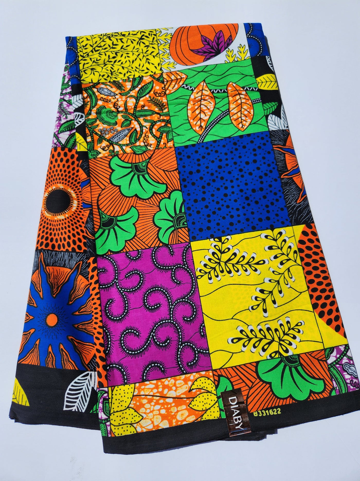 Yellow Patchwork African Print Fabric, Ankara Fabric, AF158