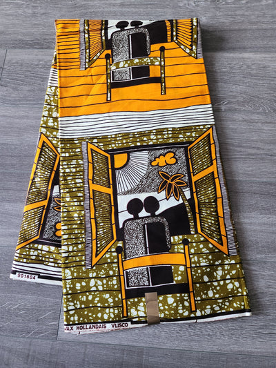 Brown and Yellow African Ankara Print Fabric