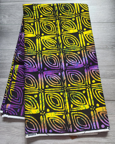 Purple and Yellow African Print Fabric, Ankara Fabric AF29