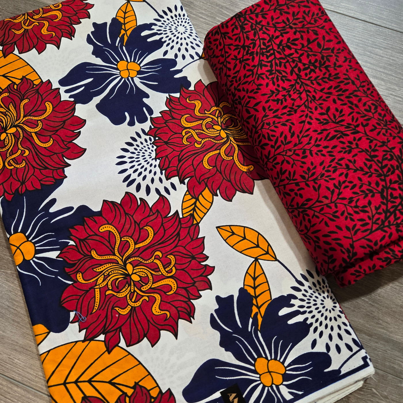 White and Red Mix and Match African Print Fabric, Ankara Fabric, 100% Cotton Fabric