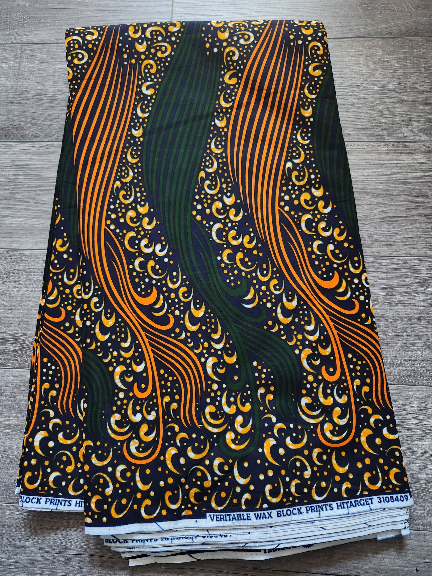 Green and Gold African Print Fabric, Ankara Fabric, AF232