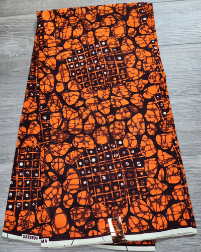 Orange African Print Fabric, Ankara Fabric