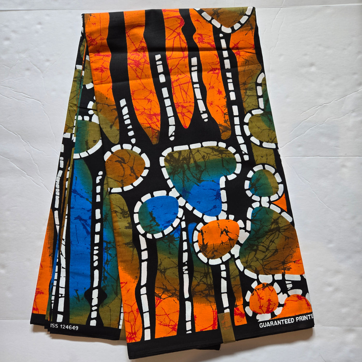 Orange, Blue and Green African Print Fabric, Black Fabric, Pink Fabric Ankara Fabric, AF321