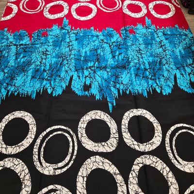 Black, Teal and Red Circle African Print Fabric, Ankara Fabric, 100% Cotton Fabric, AF378