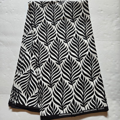 White and Black Monochrome African Print Fabric, Ankara Fabric AF326