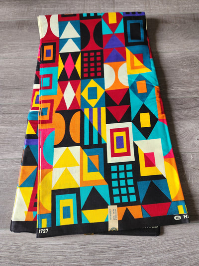Geometric Multicolor Ankara Print Fabric