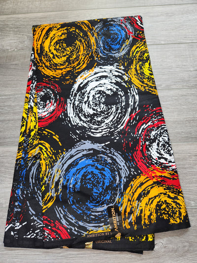 Black Multicolor African Print Fabric, Ankara Fabric