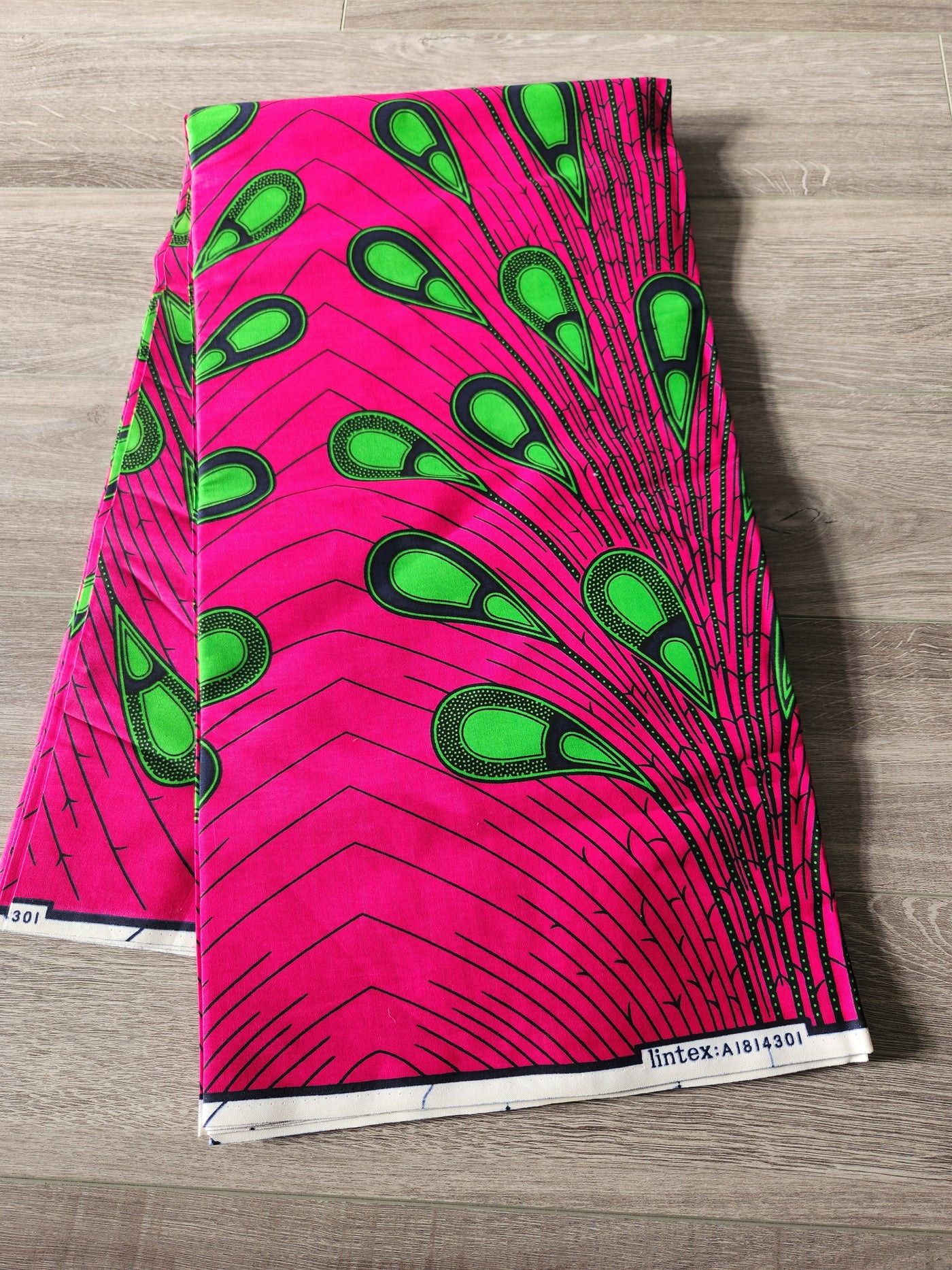 Pink and Green Rainburst African Ankara Print Fabric, AF220