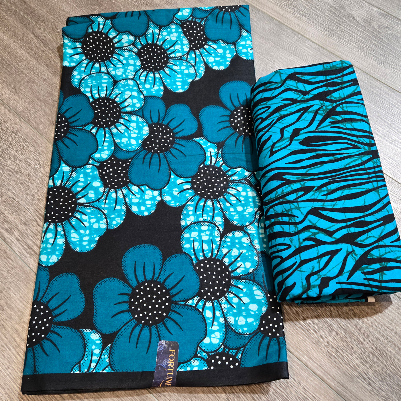 Teal and Black Mix and Match African Print Fabric, Ankara Fabric, 100% Cotton Fabric