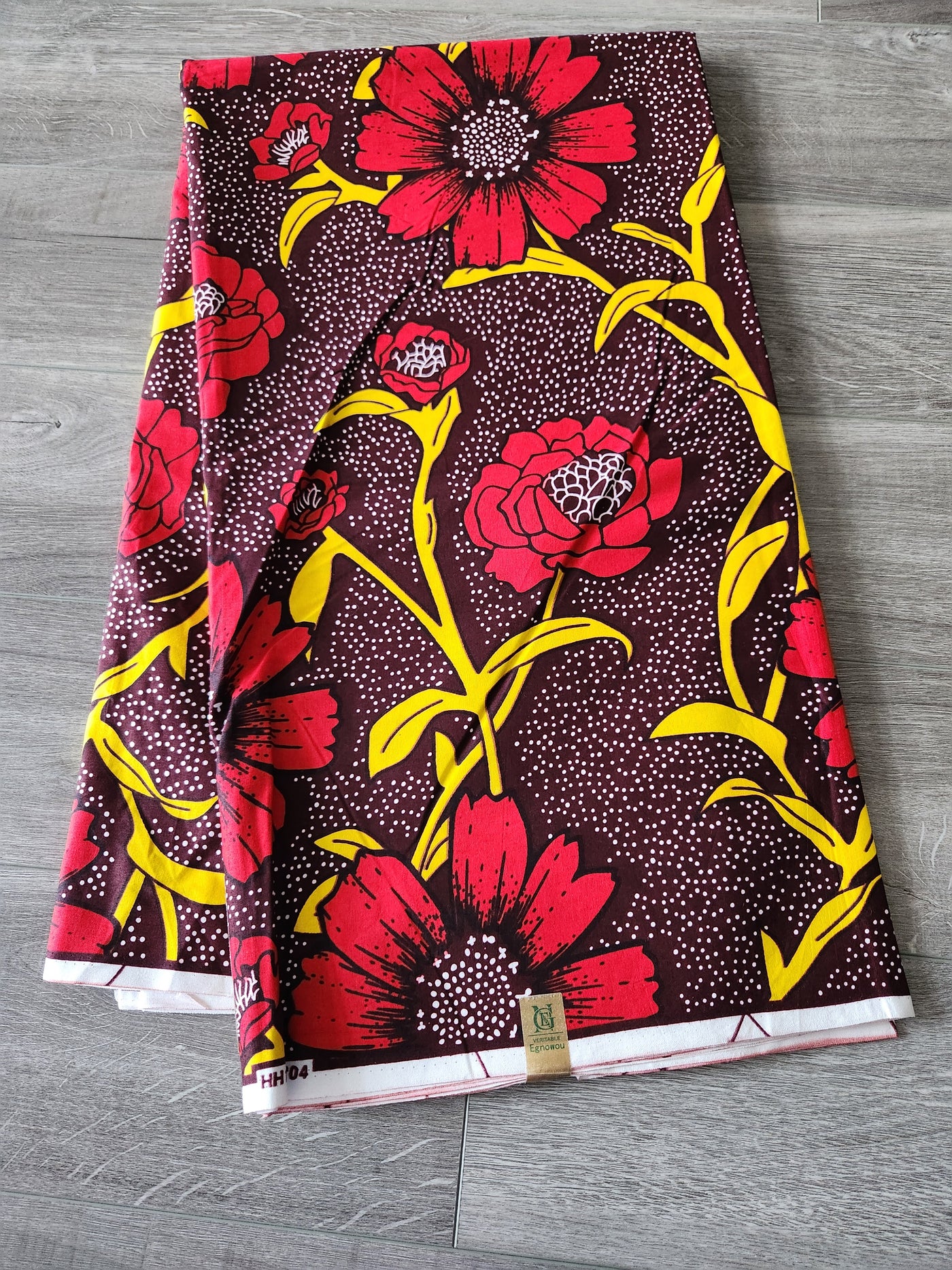 Brown and Red African Ankara Print Fabric