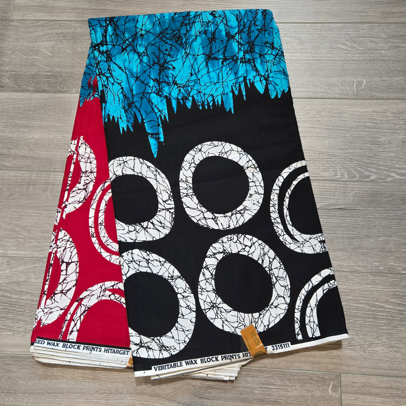 Black, Teal and Red Circle African Print Fabric, Ankara Fabric, 100% Cotton Fabric, AF378